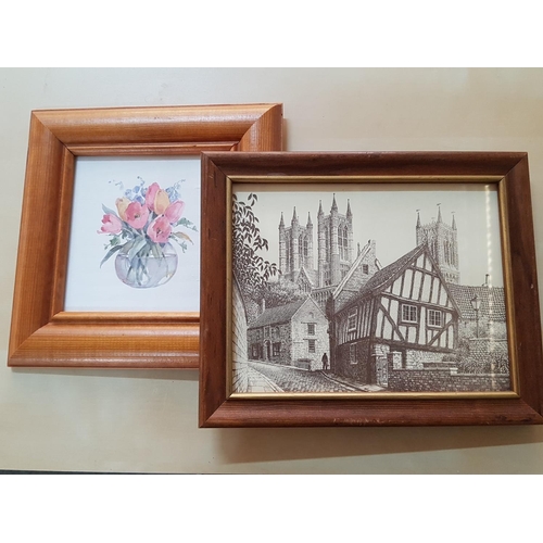 562 - Vintage Leicestershire Map and 5 x Wooden Photo Frames in Various Wood and Sizes