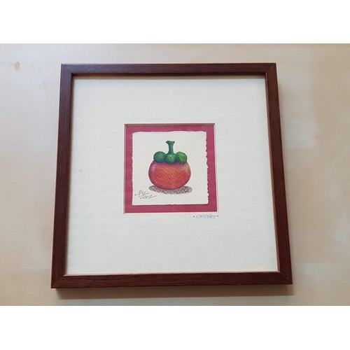 563 - Tropical Fruit Original Mini Pictures Sigurd by Artist in Wooden Square Frames (18.5 x 18.cm each), ... 