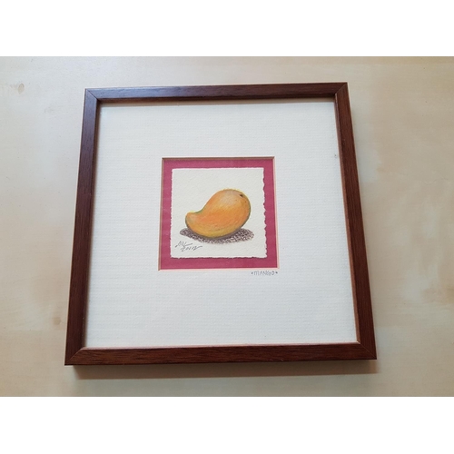 563 - Tropical Fruit Original Mini Pictures Sigurd by Artist in Wooden Square Frames (18.5 x 18.cm each), ... 