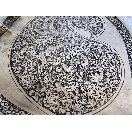 105 - Persian Silver Decorative Long Handle Cake Slice with Bird Pattern, (Approx. 40cm, 217g)