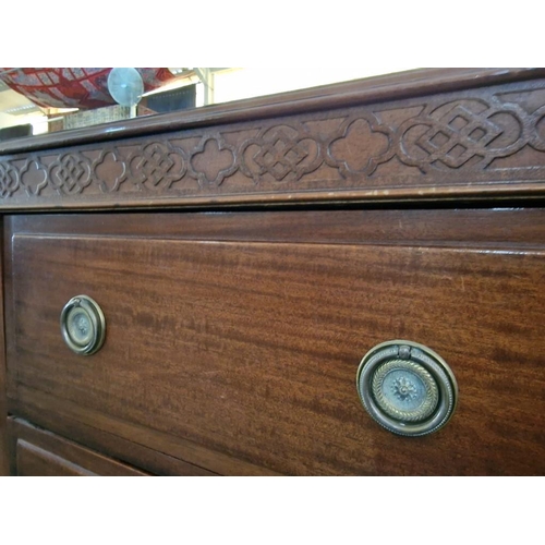 114 - Antique English Sideboard with 2 Deep Drawers, End Cupboard, Shaped Upstand Over Cabriole Legs with ... 