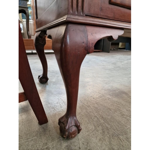 114 - Antique English Sideboard with 2 Deep Drawers, End Cupboard, Shaped Upstand Over Cabriole Legs with ... 