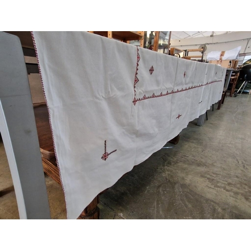 176 - Large Table Cloth with Hand Embroidered Silk Pattern, (Approx. 290 x 140cm), Together with Set of 12... 