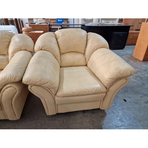 265 - Cream Leatherette 2-Seater Sofa and Matching Armchair (2)