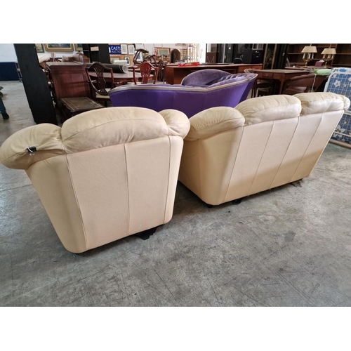 265 - Cream Leatherette 2-Seater Sofa and Matching Armchair (2)