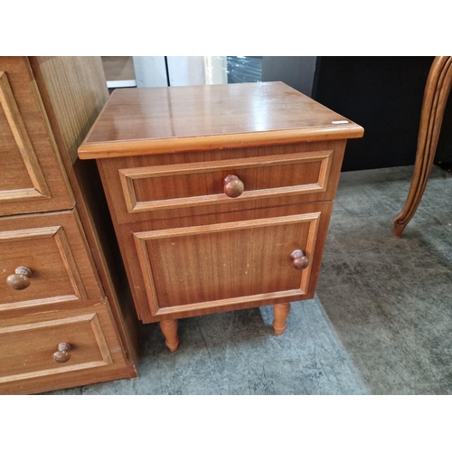 266 - 3-Drawer Wood Effect Chest of Drawers with Mirror Over, Together with Bedside Unit (2)