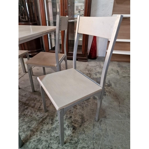 268 - Rectangular Kitchen / Dining Table with Grey Metal Legs and Set of 4 x Chairs (Approx. 120 x 75cm)