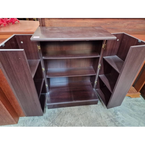 283 - Dark Wood Effect CD Cupboard, (Approx. 60 x 34 x 82cm)