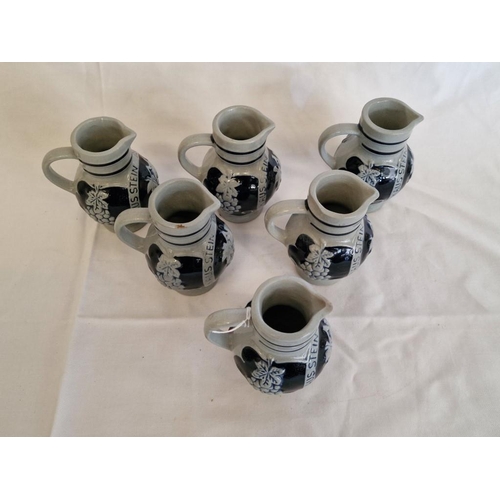 150 - Set of 6 x Decorative German Porcelain / Stoneware Pitchers / Water Jugs (Approx. H: 12cm), (6)