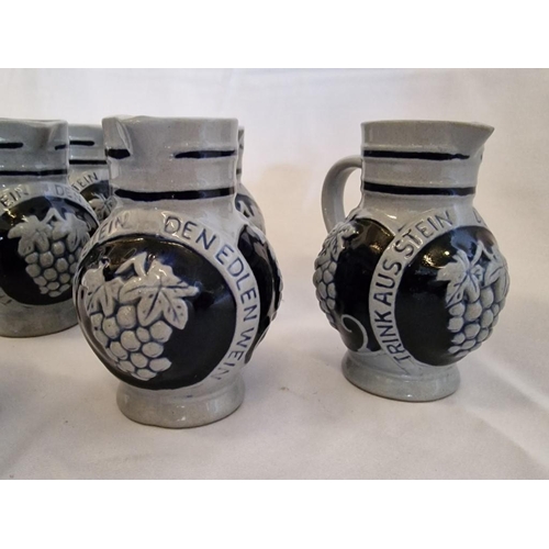 150 - Set of 6 x Decorative German Porcelain / Stoneware Pitchers / Water Jugs (Approx. H: 12cm), (6)