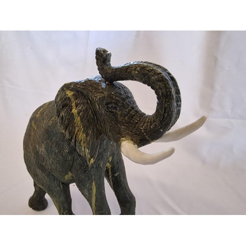 151 - Decorative & Heavy Stone Effect Elephant Ornament, (Approx. H: 29cm)