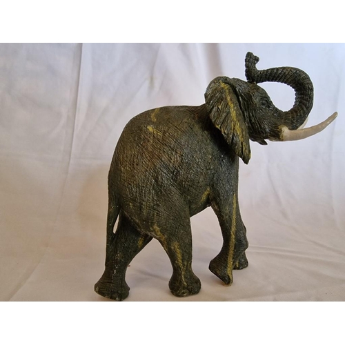 151 - Decorative & Heavy Stone Effect Elephant Ornament, (Approx. H: 29cm)