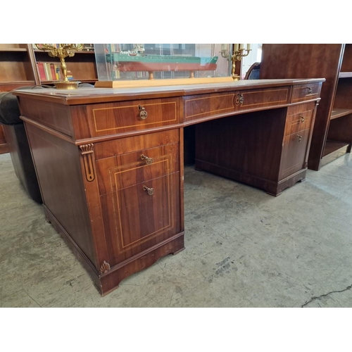 292 - Leather Top Twin Pedestal Desk with 7-Drawers, (Approx. 181 x 85 x 78cm)