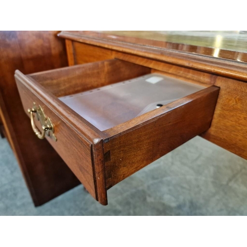 296 - Leather Top Square Table with 2-Drawers Over Turned Legs, (Approx. 90 x 90 x 77cm)