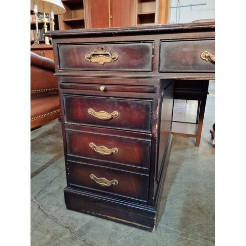 301 - Leather Top Twin Pedestal Desk with 8-Drawers and 2-Slide Out Leather Top Shelves, (Approx. 163 x 91... 