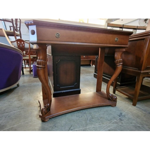 302 - Classical Style Console / Hall Table with Carved Cabriole Legs, Full Width Drawer with Metal Handles... 