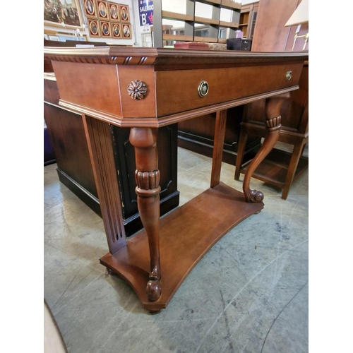 302 - Classical Style Console / Hall Table with Carved Cabriole Legs, Full Width Drawer with Metal Handles... 