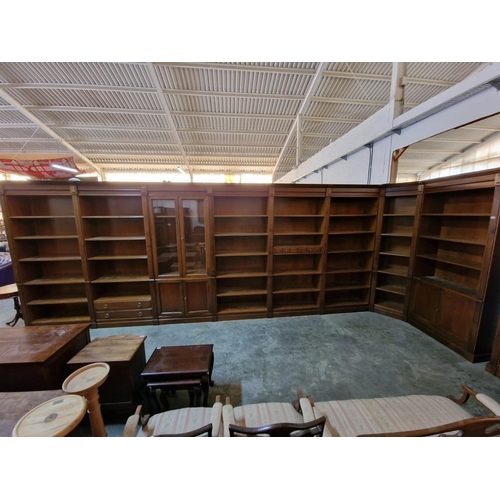 304 - 8-Part Mahogany Executive Office / Library Shelving & Display, with Corner Section, Glass Cabinet an... 