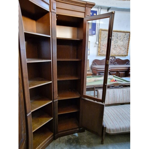 305 - 3-Part Corner Mahogany Executive Office / Library Shelving & Display, with Glass Cabinet, Cupboard, ... 