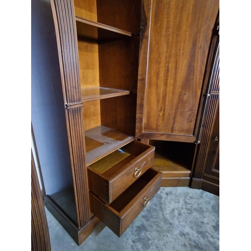 305 - 3-Part Corner Mahogany Executive Office / Library Shelving & Display, with Glass Cabinet, Cupboard, ... 