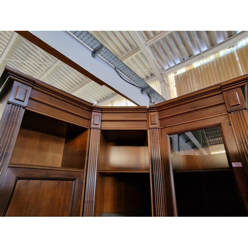 305 - 3-Part Corner Mahogany Executive Office / Library Shelving & Display, with Glass Cabinet, Cupboard, ... 