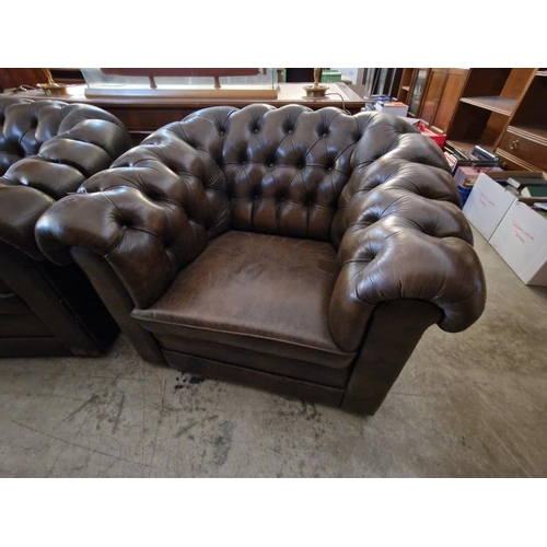 306 - Pair of Leather Chesterfield Armchairs, (2)