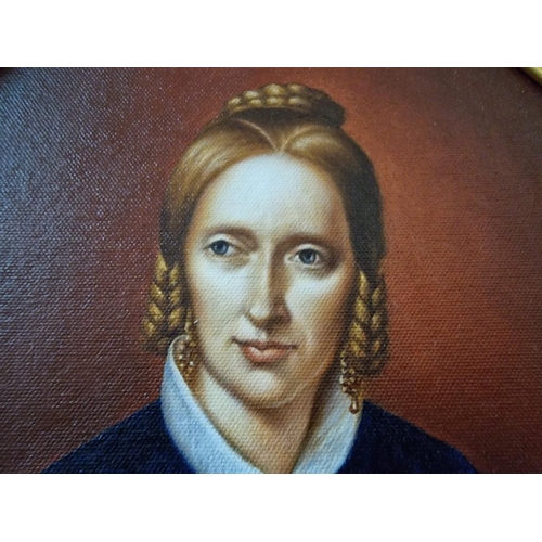 88 - Oil on Canvas Portrait of Famous German Poet Annette von Droste-Hülshoff, a Custom Painting by Harri... 