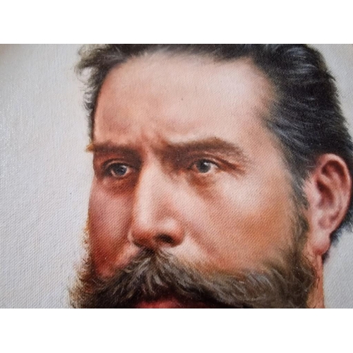 90 - Oil on Canvas Portrait of Famous German-Dutch Mechanical Engineer and Physicist Wilhelm Conrad Röntg... 