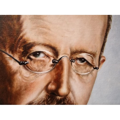 91 - Oil on Canvas Portrait of Famous German Theoretical Physicist Max Planck, a Custom Painting by Harri... 