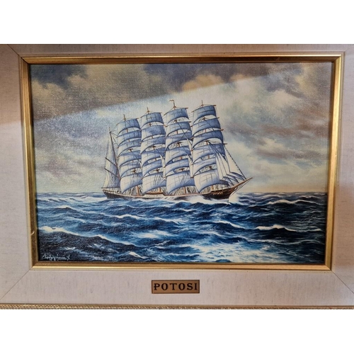 96 - Set of 6 x Oil on Canvas Paintings of 'The Flying P-Liners'; Historic Sailing Ships of the German Sh... 