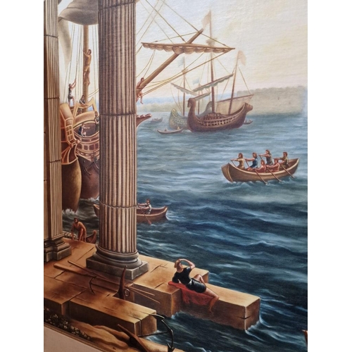 98 - Large Oil on Canvas, Excellent Reproduction of Claude Lorrain's 'The Embarkation of the Queen of She... 