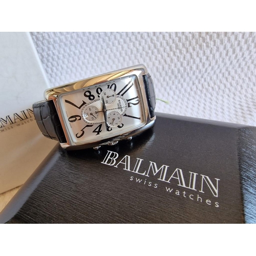 542 - Balmain Swiss Made Chronograph / Gents Wrist Watch, Model 5841, Stainless Steel Case, Leather Strap,... 