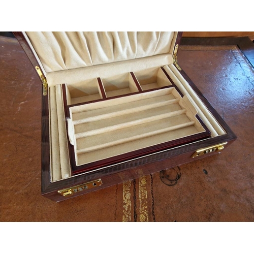 76 - Wood Effect Jewellery Box with Fitted Interior, Removable Tray and Combination 000 - 000, (Approx. 3... 