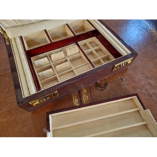 76 - Wood Effect Jewellery Box with Fitted Interior, Removable Tray and Combination 000 - 000, (Approx. 3... 