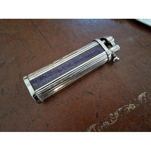 80 - Im Corona Lighter (Japan), Stainless Steel with Purple Decoration, in Soft Case with Guarantee Card