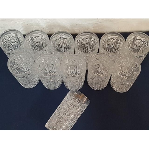 121 - Set of 12 x Heavy Bohemia Crystal Water Glasses