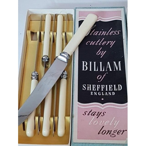 123 - Vintage Stainless Steel Cutlery (Knifes) by Steffield (England) 2 x Sets of 6 x in Display Boxes and... 