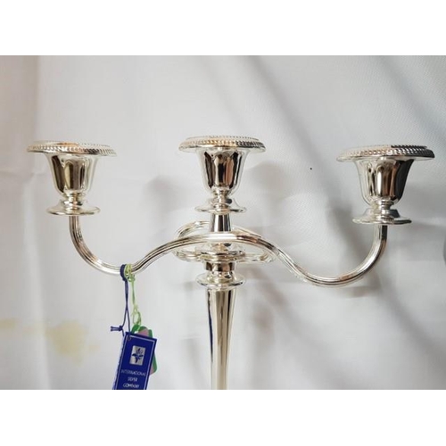 124 - Vintage Style Silver Plated 3-Arms Candle Stick