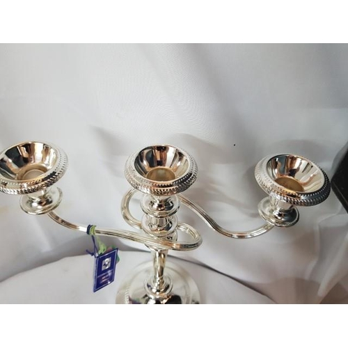 124 - Vintage Style Silver Plated 3-Arms Candle Stick