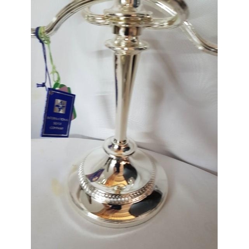 124 - Vintage Style Silver Plated 3-Arms Candle Stick