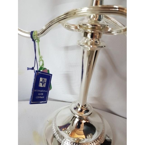 124 - Vintage Style Silver Plated 3-Arms Candle Stick