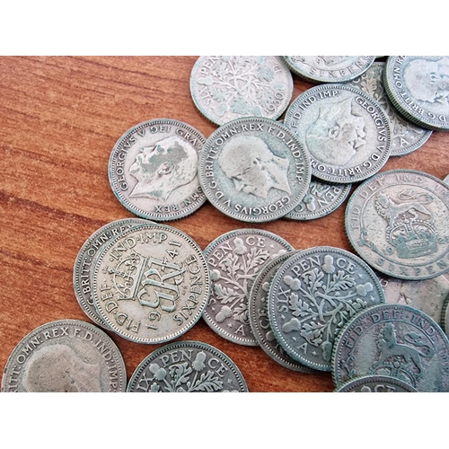 137 - Collection of Silver (.500) British Sixpence Coins (1920-1946), (Approx. 36 Pieces, Total Weight 98g... 