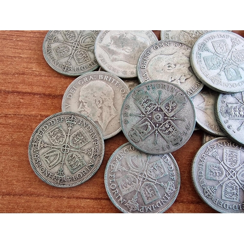 140 - Collection of Silver (.500) British Florin Coins (1920-1946), (Approx. 42 Pieces, Total Weight 460g)