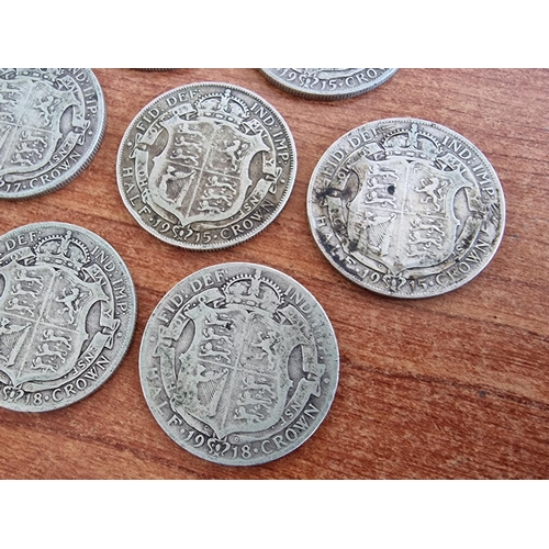 143 - 10 x Antique Silver (.925) British Half Crown Coins; 1915 (4), 1916, 1917, 1918 (3) and 1919. (Total... 