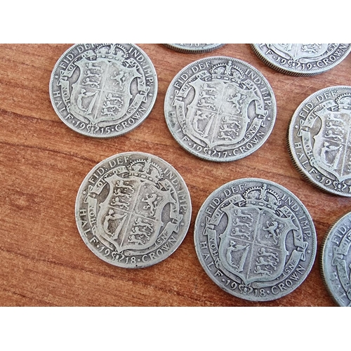 143 - 10 x Antique Silver (.925) British Half Crown Coins; 1915 (4), 1916, 1917, 1918 (3) and 1919. (Total... 