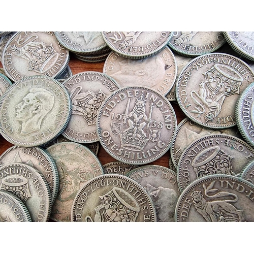 145 - Collection of Silver (.500) British One Shilling Coins (1920-1946), (Total Weight Approx. 990g)