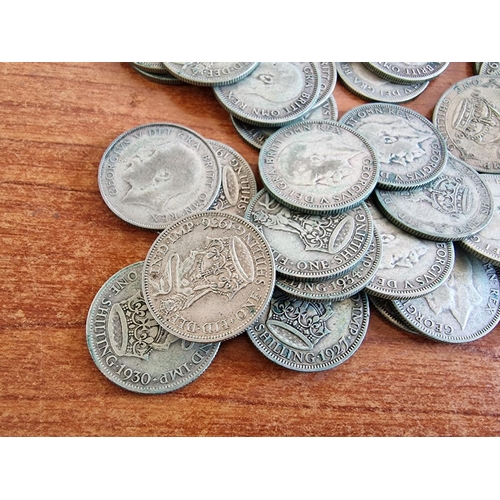 145 - Collection of Silver (.500) British One Shilling Coins (1920-1946), (Total Weight Approx. 990g)