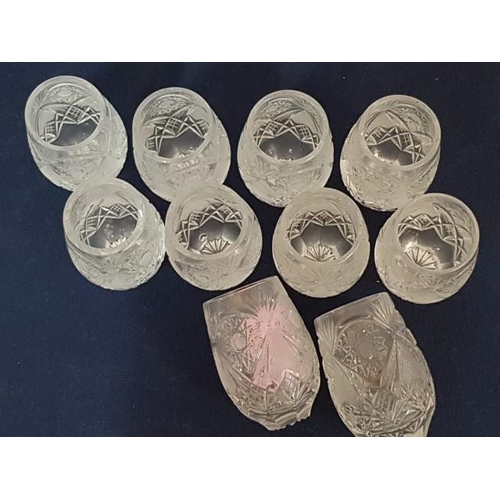 182 - Set of 10 x Vintage Bohemia Hand Cut Crystal Shot Glasses