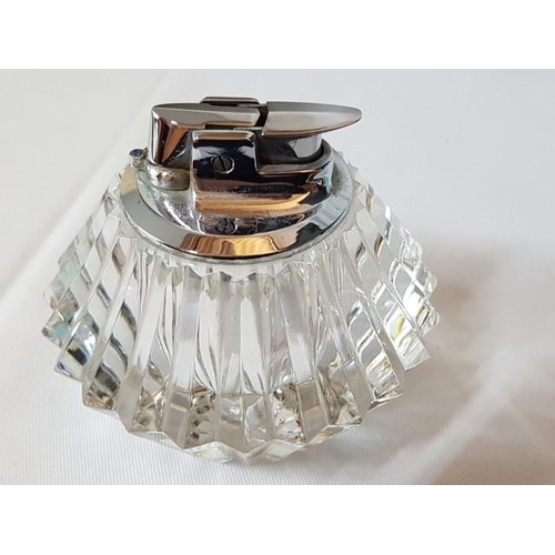 192 - Vintage Flaminaire Lighter (Stamped Flaminare Paris) and Ronson Lighter in Crystal Holder (Un-Tested... 