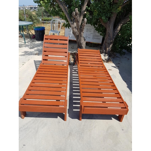 201 - Pair of Wooden Matching Sunbeds with Adjustable Back Rests, (2)